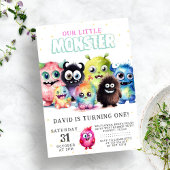 Schattig Kleurrijk Onze Kleine Monster 1e Verjaard Kaart