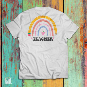 Schattig Kleurrijk Potlood Regenboog Onderwijzer O T-shirt