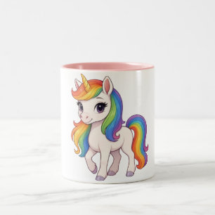 Schattig, Kleurrijk Regenboog eenhoorn Tweekleurige Koffiemok