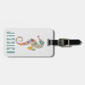 Schattig Kleurrijk Retro Bloemen Zee-Paard Bagagelabel (Voorkant horizontaal)