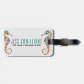 Schattig Kleurrijk Retro Bloemen Zee-Paard Bagagelabel (Achterkant horizontaal)