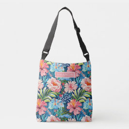 Schattig Kleurrijk Tropisch Bloemmotief Aangepaste Crossbody Tas