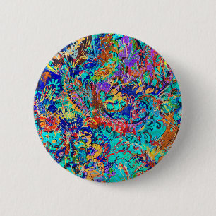 Schattig kleurrijk vintage bloemmotief ronde button 5,7 cm