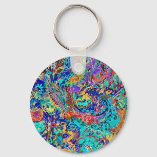 Schattig kleurrijk vintage bloemmotief sleutelhanger