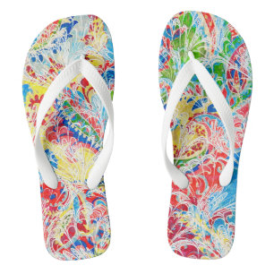 Schattig kleurrijk vintage bloemmotief teenslippers
