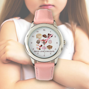 Schattig Kleurrijk Vrede Liefde Chocolade Snoep Ha Horloge