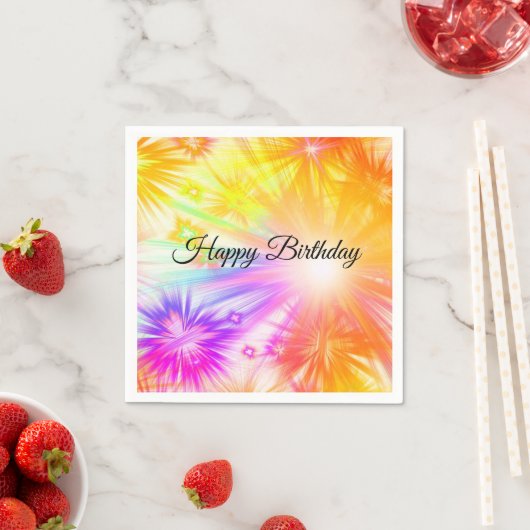 Schattig, kleurrijk vuurwerk, Gelukkige Verjaardag Servet (Insitu)