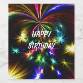 Schattig, kleurrijk vuurwerk, Gelukkige Verjaardag Wijn Etiket (Enkel label)