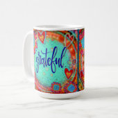 Schattig Kleurrijk Whimsical Grateful Inspirerend Koffiemok (Voorkant links)