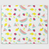 schattig kleurrijk zomerfruit cadeaupapier (Vlak)