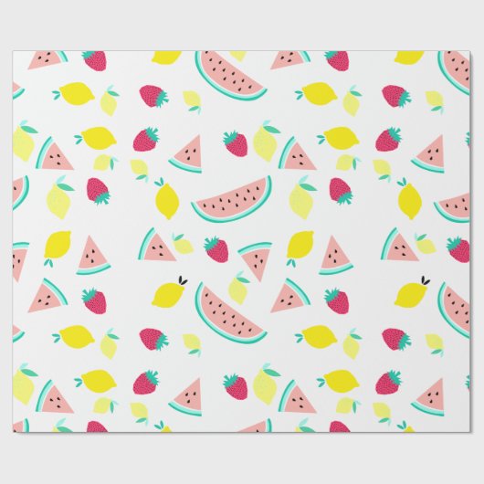 schattig kleurrijk zomerfruit cadeaupapier (Vlak)