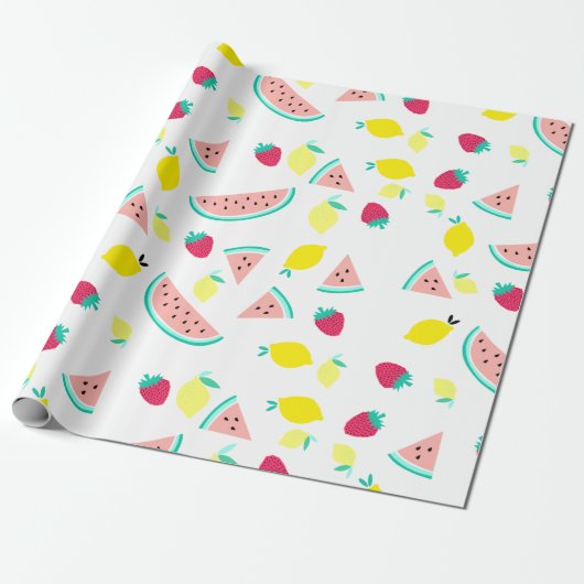 schattig kleurrijk zomerfruit cadeaupapier (Uitgerold)