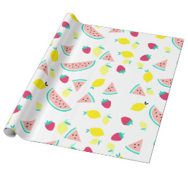 schattig kleurrijk zomerfruit cadeaupapier