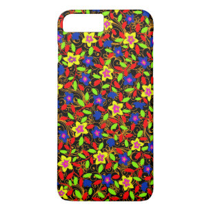 Schattig kleurrijk zwart prachtig bloemmotief iPhone 8/7 plus hoesje