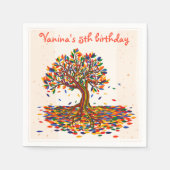    Schattig & Kleurrijke Herfstboom Persoonlijke V Servet (Voorkant)