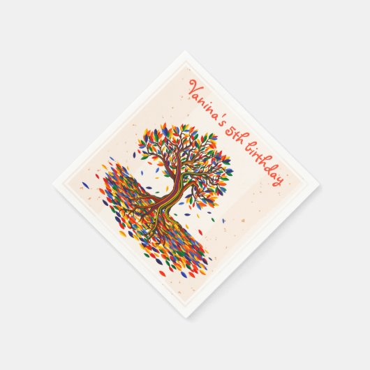 Schattig & Kleurrijke Herfstboom Persoonlijke V Servet (Hoek)
