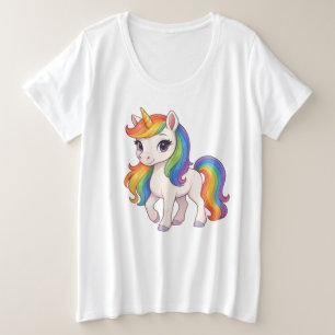 Schattig, Kleurrijke Regenboog eenhoorn Grote Maat T-shirt