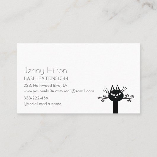 Schattig knap zwart kattenhaar logo visitekaartje (Achterkant)