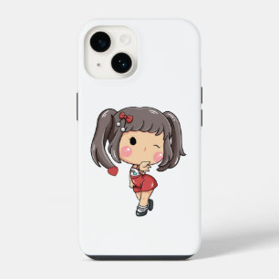 Schattig Knipogend Chibi Meisje iPhone 14 Hoesje