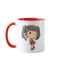 Schattig Knipogend Chibi Meisje met StaartjesKawai
