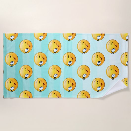 Schattig knipogend gezicht Emoji Strandlaken (Voorkant)
