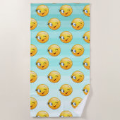 Schattig knipogend gezicht Emoji Strandlaken (Voorkant)