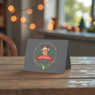 Schattig Knipogend Rendier Gelukkig Kerstmis Bedankkaart