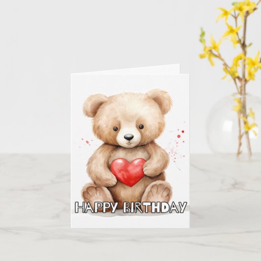 Schattig knuffeldier Happy Beautiful Kaart (Gele Bloem)