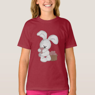 schattig, knuffelkonijn met een valentijnskaart en t-shirt