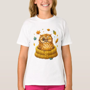 Schattig Knus Herfst Uil Geel Trui Herfstbladeren T-shirt