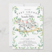 Schattig Koala BearTriplets Baby shower Kaart (Voorkant)