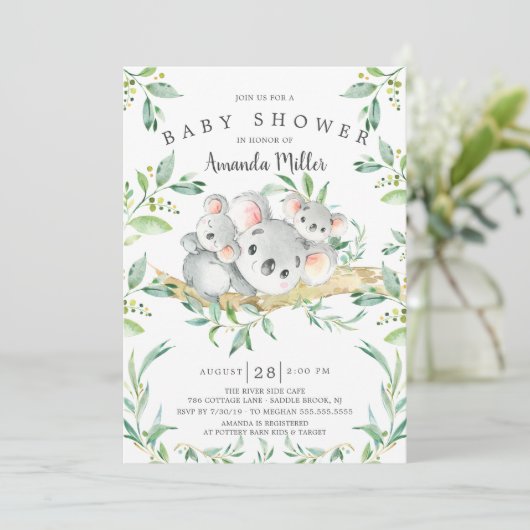 Schattig Koala BearTwins Baby shower Kaart (Staand voorkant)