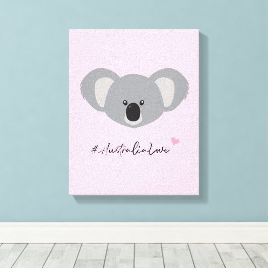 Schattig Koala Beer Australië Liefde roze Canvas Afdruk (Insitu (Houten vloer))