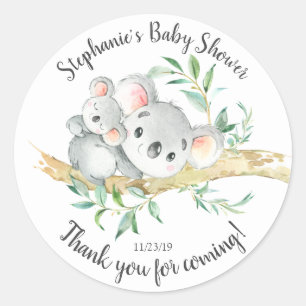 Schattig Koala Beer Baby shower Favor Ronde Sticker