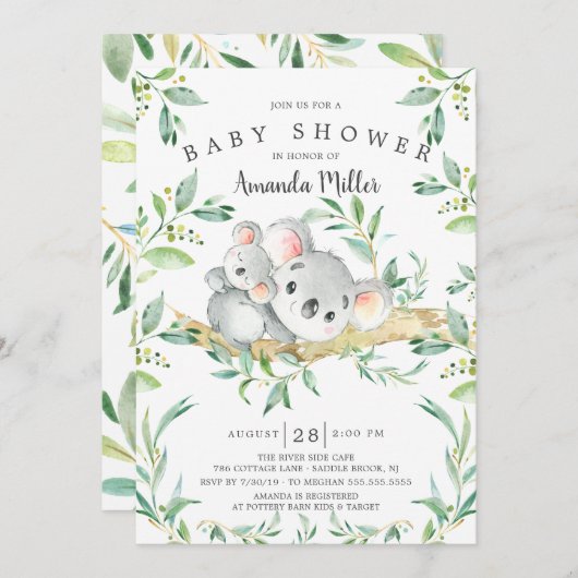 Schattig Koala Beer Baby shower Kaart (Voorkant / Achterkant)