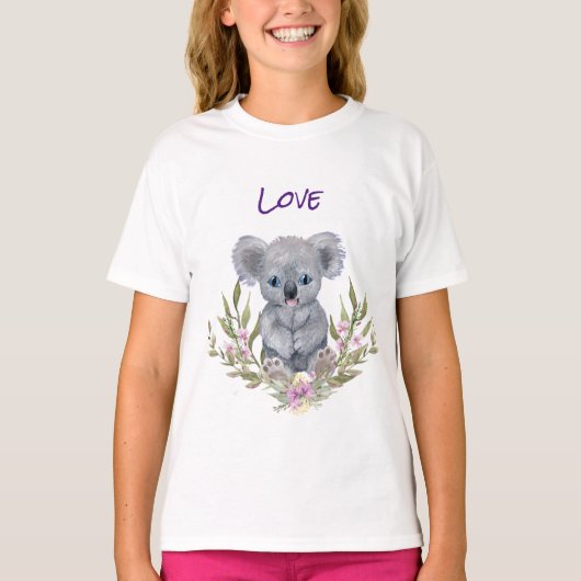 Schattig Koala Beer Bloemen T-shirt (Voorkant)