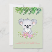 Schattig Koala Beer Girl Baby shower Kaart (Achterkant)