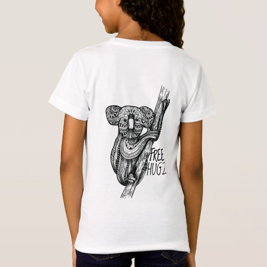 Schattig KOALA Beer Gratis Hugz Hugs Mandala Doodl T-shirt (Achterkant)
