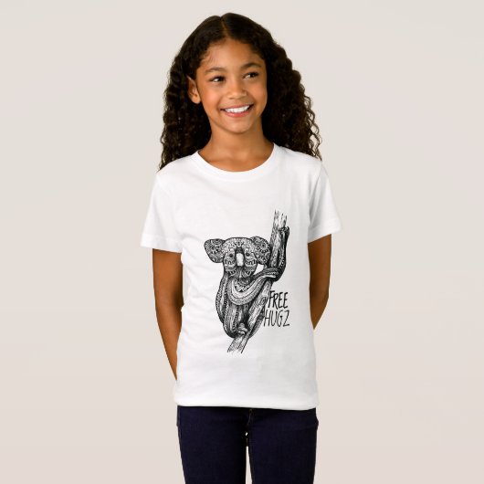 Schattig KOALA Beer Gratis Hugz Hugs Mandala Doodl T-shirt (Voorkant volledig)