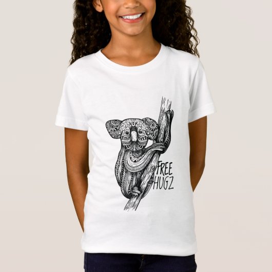 Schattig KOALA Beer Gratis Hugz Hugs Mandala Doodl T-shirt (Voorkant)
