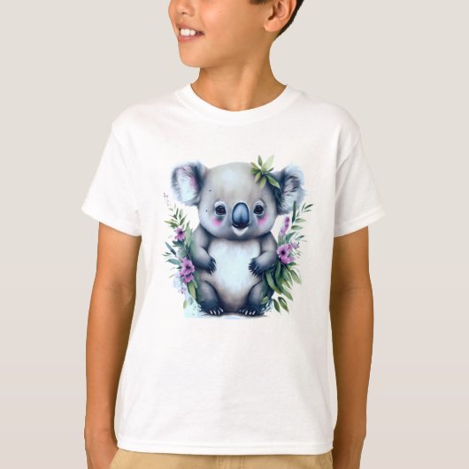 Schattig Koala Beer in een bloemenveld T-shirt (Voorkant)