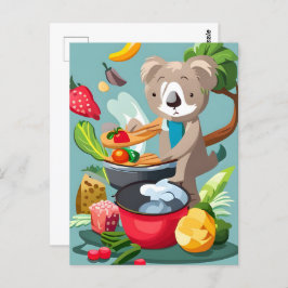 Schattig Koala Beer koken een diner, Postcrossing Briefkaart