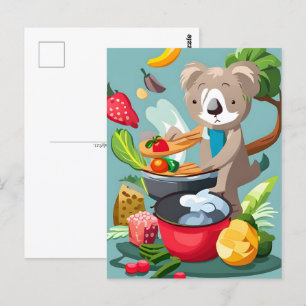 Schattig Koala Beer koken een diner, Postcrossing Briefkaart