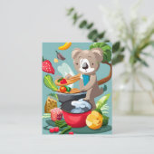 Schattig Koala Beer koken een diner, Postcrossing Briefkaart (Staand voorkant)