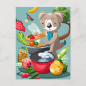 Schattig Koala Beer koken een diner, Postcrossing Briefkaart (Voorkant)