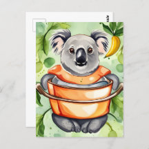 Schattig Koala Beer koken een diner, Postcrossing