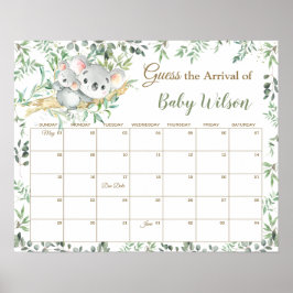 Schattig Koala's groen raden Baby's vervaldatum sp Poster