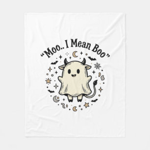 Schattig Koe Geest Halloween Moo Boo Vintage Ontwe Fleece Deken