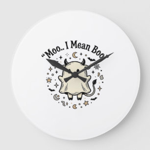 Schattig Koe Geest Halloween Moo Boo Vintage Ontwe Grote Klok