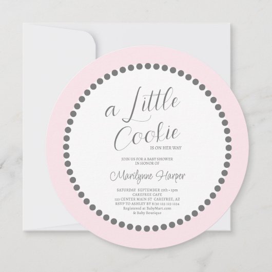 Schattig koekje is op haar weg roze Baby shower Kaart (Achterkant)